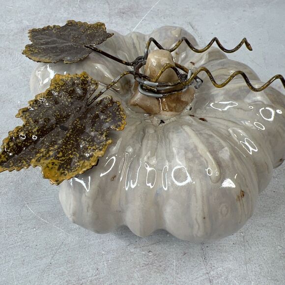 Designspirations 2004 Decorative Harvest Fall Pumpkin Ceramic Metal - Picture 12 of 14